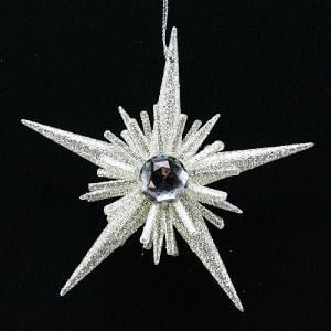 Gisela Graham Silver Glitter Jewel Starburst