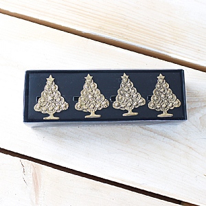 Brass Nickel Plated Christmas Tree Napkin Rings