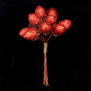 Gisela Graham Red Glitter Acorn Pick Bunch 11cm