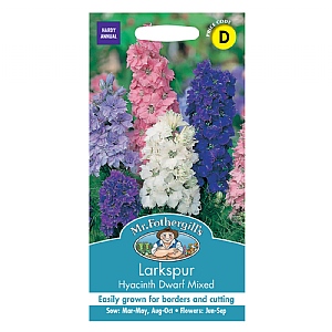 Mr Fothergills Larkspur Hyacinth Dwarf Mixed Seeds