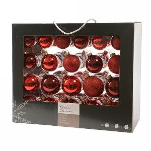 Decoris Box of 42 Red Assorted Baubles