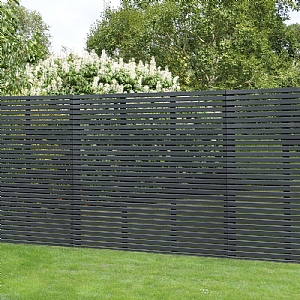 Forest 5ft 11in x 5ft 11in Anthracite Grey Contemporary Slatted Fence Panel (1.8m x 1.8m)