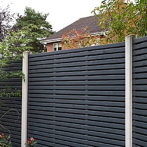 Forest 5ft 11in x 5ft 11in Anthracite Grey Contemporary Double Slatted Fence Panel (1.8m x 1.8m)