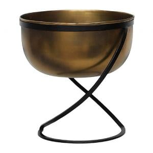 Ivyline Indoor Kensington Brass Metal Round Pot Cover on Stand (Various Sizes)