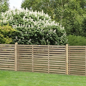 Forest 5ft 11in x 3ft Pressure Treated Contemporary Slatted Fence Panel (1.8m x 0.9m)