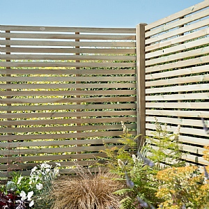 Forest 5ft 11in x 4ft 11in Pressure Treated Contemporary Slatted Fence Panel (1.8m x 1.5m)