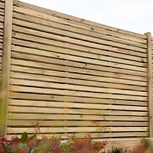 Forest 5ft 11in x 5ft 11in Pressure Treated Contemporary Double Slatted Fence Panel (1.8m x 1.8m)